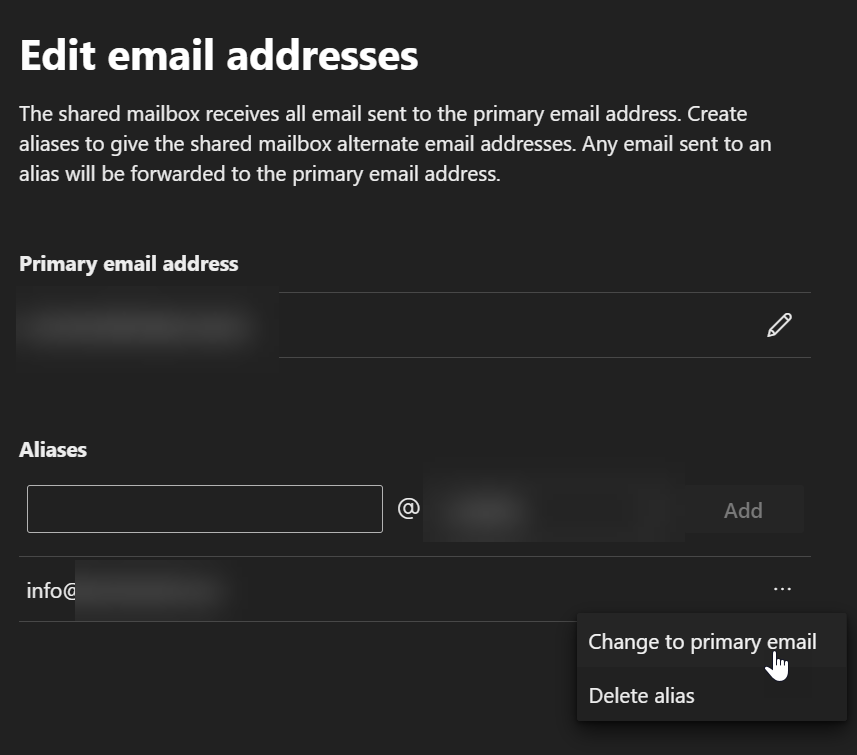 change edit primary email address