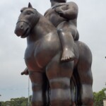 Botero Sculpture Bronze Fat Man Riding Horse Statue F