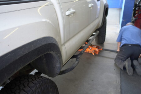 truck jacked up