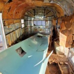 1967 airstream el rey interior top panel removed